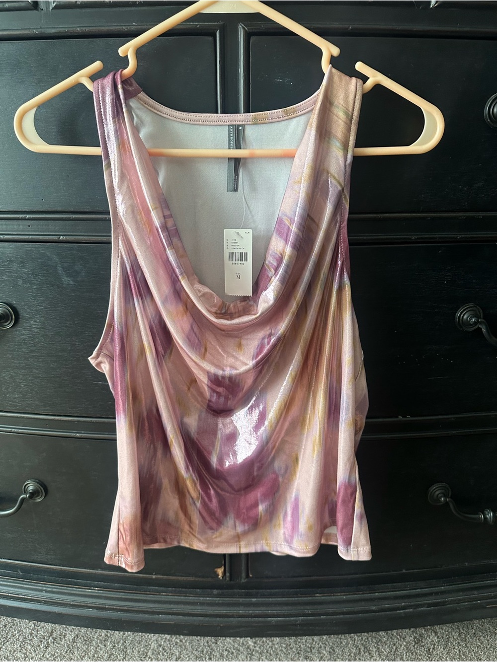 Anthropologie Shimmery Cowl Neck Tank in Lavender and Gold Wash